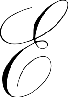 Letter E written in an elegant way